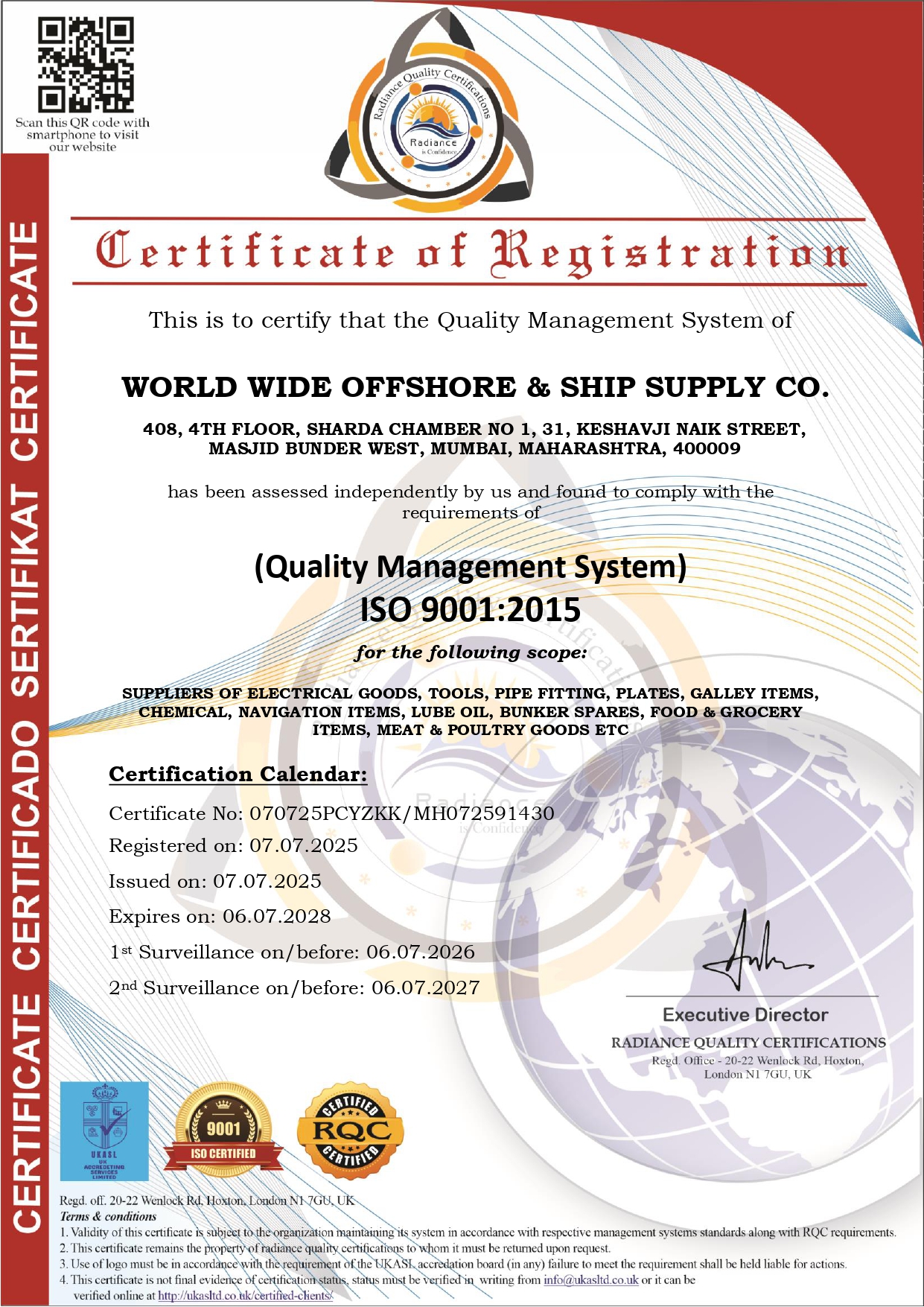 ISO 9001:2015 Certificate